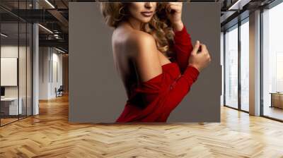 Cute woman in gorgeous dress Wall mural