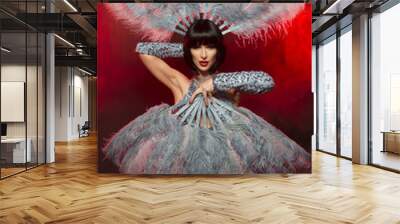 Fashionable woman with art visage - burlesque Wall mural