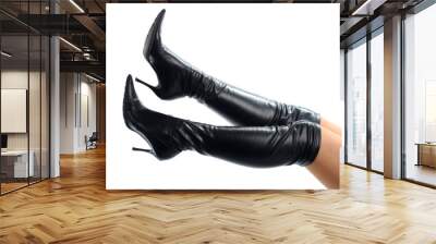 Sexy legs wearing black leather boots Wall mural