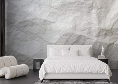 Crumpled white paper texture background Wall mural