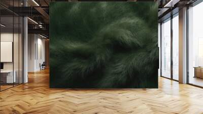 Seamless fluffy dark green fur texture background Wall mural