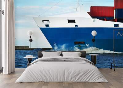 Large container ship close-up, Baltic sea, Latvia Wall mural