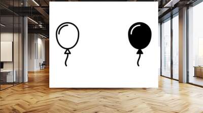 Balloon icon set. party balloon icon decoration birthday vector. Balloon black silhouette icon Wall mural