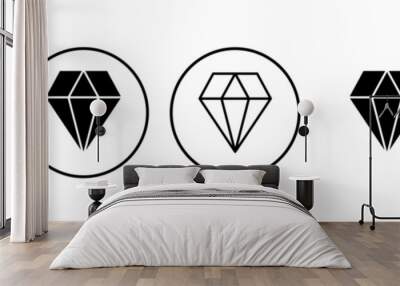 Diamond icon set. diamond gems vector icon. Wall mural