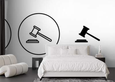 Gavel icon set. judge gavel icon vector. law icon vector. auction hammer Wall mural