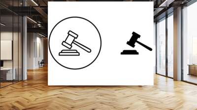 Gavel icon set. judge gavel icon vector. law icon vector. auction hammer Wall mural