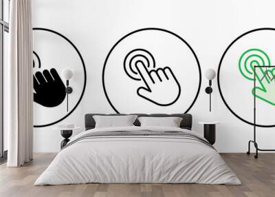 Hand click icon set. pointer icon vector. hand cursor icon vector Wall mural