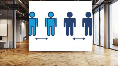 Social distance icon vector. social distancing icon. self quarantine sign Wall mural