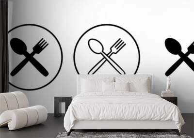 spoon and fork icon set. spoon, fork and knife icon vector. restaurant icon Wall mural