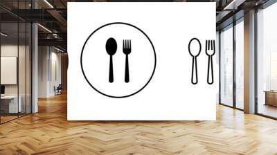 spoon and fork icon set. spoon, fork and knife icon vector. restaurant icon Wall mural