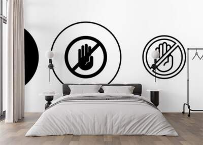 Stop icon set. stop road sign. hand stop icon vector Wall mural