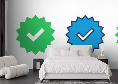 verified icon vector. verification check mark. approved icon Wall mural