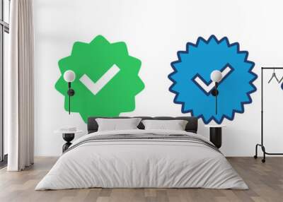 verified icon vector. verification check mark. approved icon Wall mural