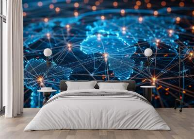 business global map networking connection background Wall mural