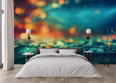 Abstract blur light on sea and ocean, clear water close up colorful background Wall mural