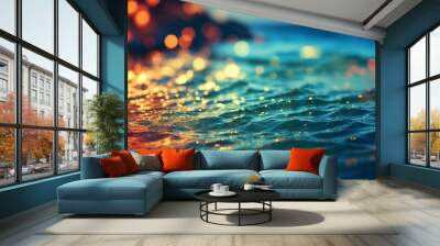 Abstract blur light on sea and ocean, clear water close up colorful background Wall mural