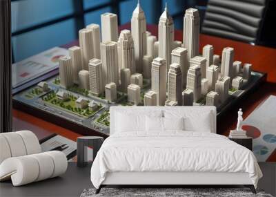 model of the city on the business table	
 Wall mural