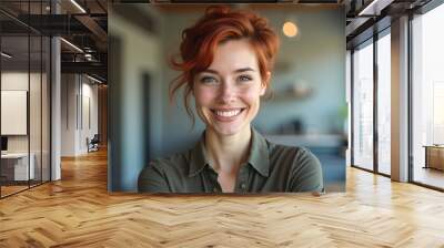 portrait of a red-haired woman Wall mural