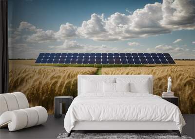 solar panels on a wheat field Wall mural