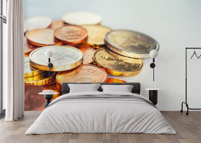 Few Euro coins isolated on white background Wall mural