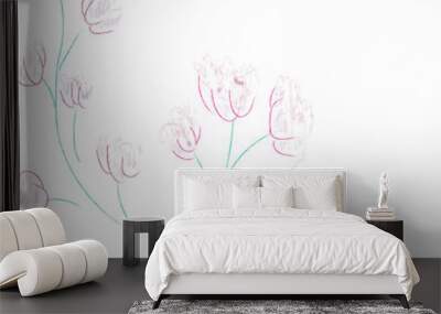 Two branches with pink flowers. Wall mural