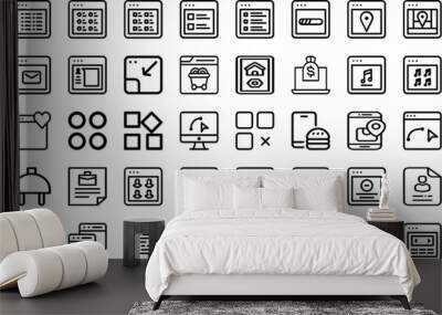 set of application icons collection isolated silhouette solid icons including application, business, Wall mural