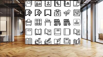 Set Of Book Icons Collection Isolated Silhouette Solid Icons Including Library, Isolated, Illustration, Book, Education, Design, Vector Infographic Elements Logo Vector Illustration Wall mural