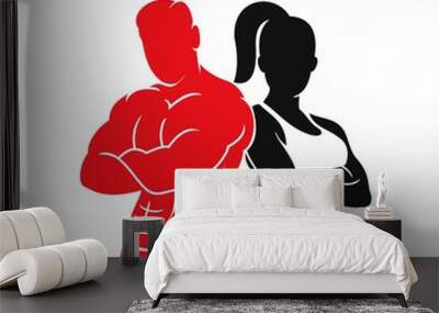 Physical Fitness, Sport Gym Logo, Muscle Man Wall mural