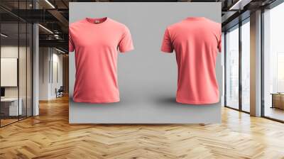 Coral Pink T Shirt Mockup   Front and Back View Wall mural