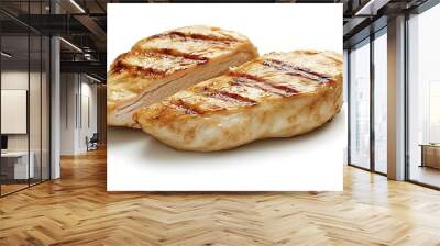 Grilled Chicken Breast  Two Pieces  Close Up  Isolated on White Background Wall mural