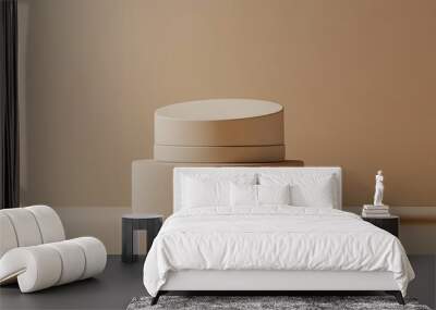 Minimalist Beige Cylinder Product Mockup Wall mural