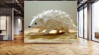 Paper Origami Hedgehog on Sand Wall mural