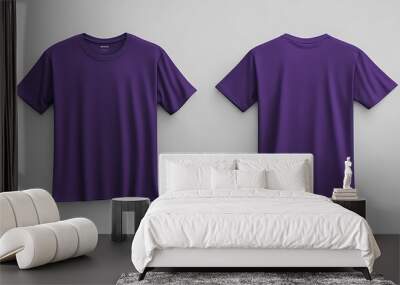 Purple T Shirt Mockup   Front and Back View Wall mural