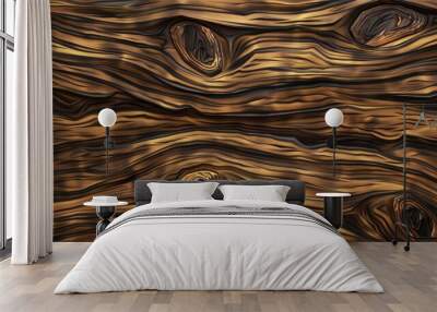 Surreal wooden waves with knotty whirls Wall mural