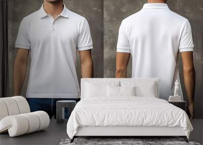 White Polo Shirt Mockup   Front and Back View Wall mural