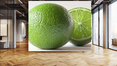 A highly detailed and realistic rendering of a single Lime fruits, centered and isolated on a pure white background.  Wall mural