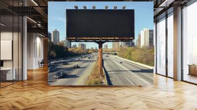 A giant empty billboard next to a busy road Wall mural