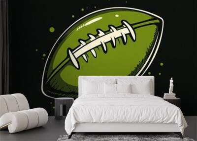 a vector style minimalistic symbol of a green American football, creative with bold lines two toned Wall mural