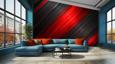 abstract red and black are light pattern with the gradient is the with floor wall metal texture soft tech diagonal background black dark sleek clean modern. Wall mural