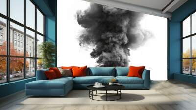 black and white smoke, cinematic lighting, on white background, isolated Wall mural