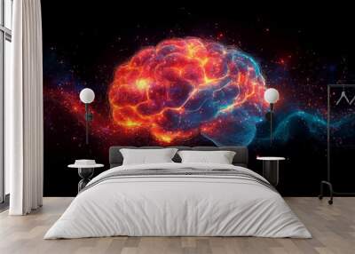 Music waves. Illustration of musical waves getting into a human brain Wall mural