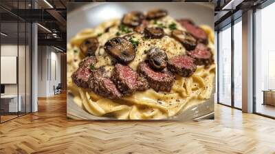 Steak Gorgonzola Alfredo with Truffle Mushrooms Wall mural