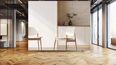 two moder japanese chair in a minimal interior room Wall mural