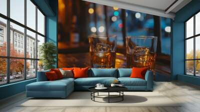 whiskey, for a friendly party in a bar or a restaurant. Wall mural