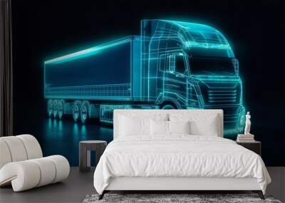 Advanced transportation technology - digital logistics, AI, network, truck Wall mural