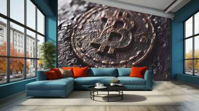 crypto - bitcoin, blockchain, cryptocurrency, finance, assets, digital, currency, trading, investment Wall mural