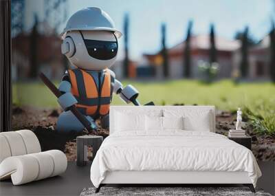 robot construction worker - robot, construction, automation, technology, building, workers Wall mural