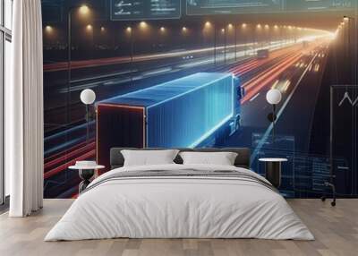 Transport Logistics Technology - trucking, road freight, delivery
 Wall mural