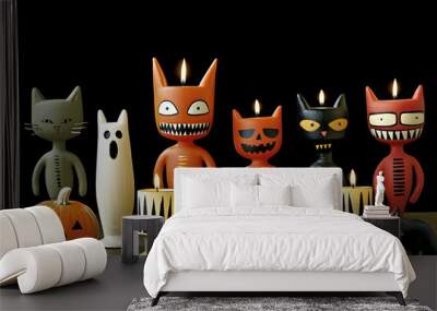 Vibrant Halloween Monster Mashup - Colorful Spooky Creature Illustration Wall mural