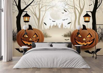 Vibrant Halloween Monster Mashup - Colorful Spooky Creature Illustration
 Wall mural